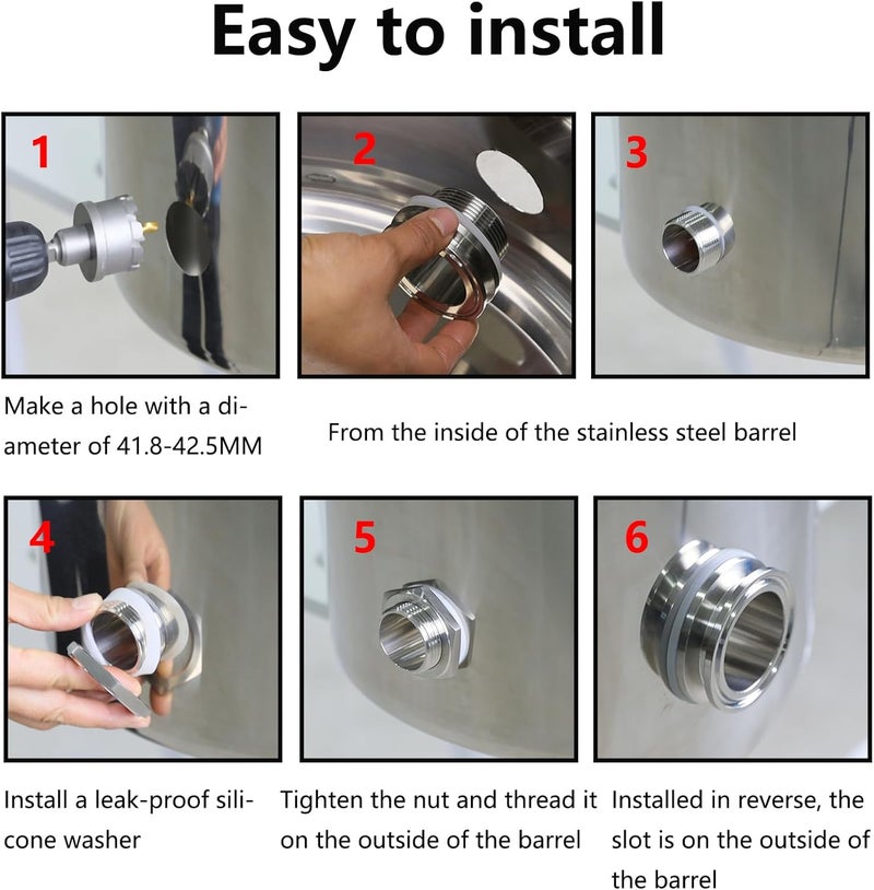 CbeeSo 2.0" Tri Clamp Bulkhead Compression Fittings,Stainless Steel 304 Homebrew Kettle Weldless Bulkhead(2.0" TC) - Image 4